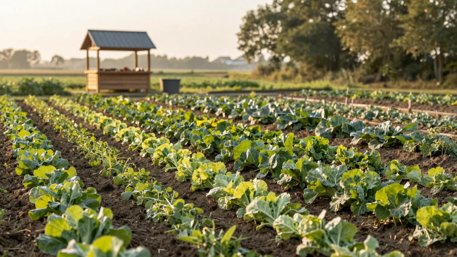 Sunlit Dutch farm field